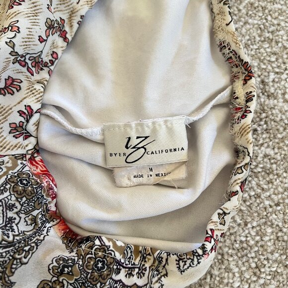 Byer California Paisley Floral Asymmetrical Red & Cream Flowy Lined Skirt M - Picture 5 of 10